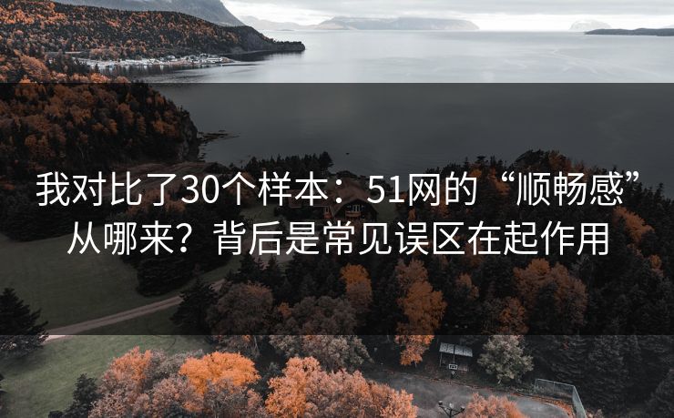 我对比了30个样本：51网的“顺畅感”从哪来？背后是常见误区在起作用