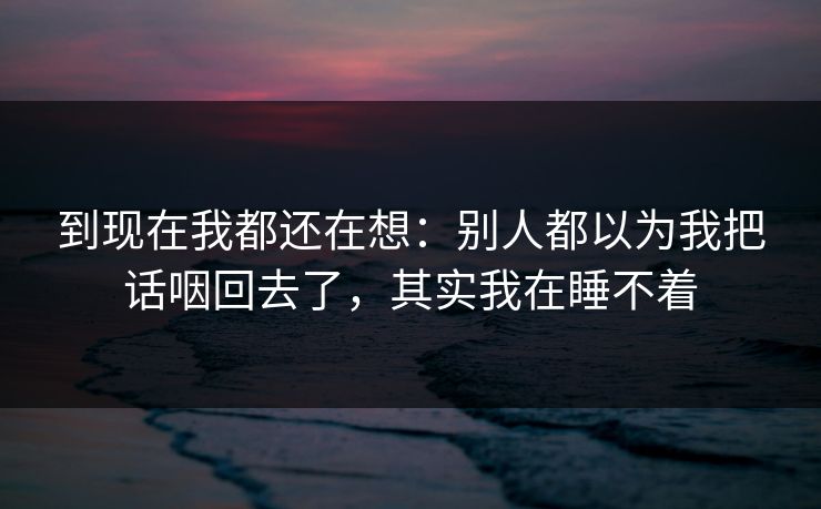 到现在我都还在想：别人都以为我把话咽回去了，其实我在睡不着